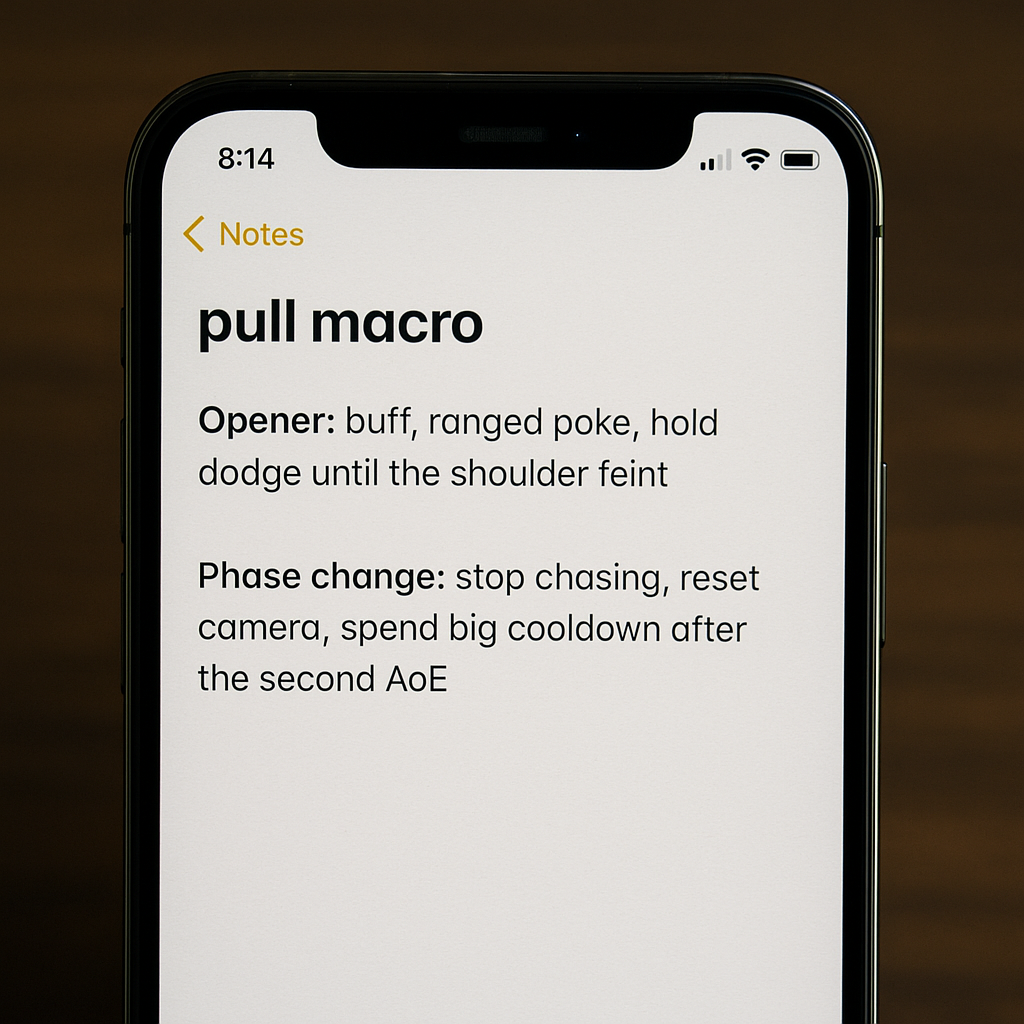 Write a two-line "pull macro" in your notes app
