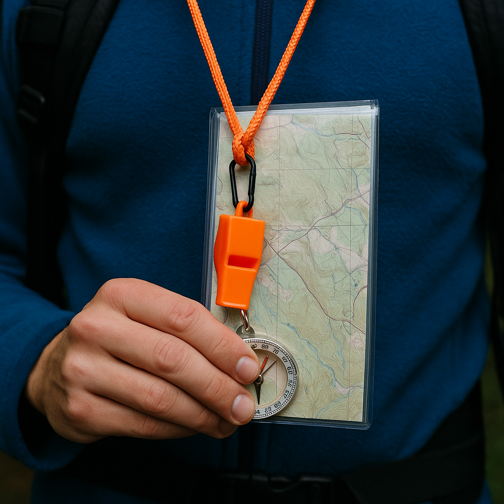 Hang your whistle on the map lanyard, not your pack