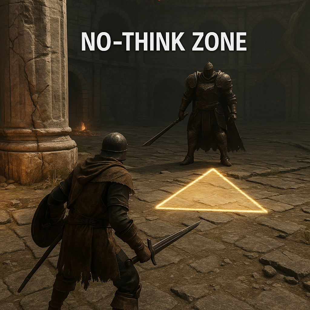 Mark one "no-think" zone using an arena landmark